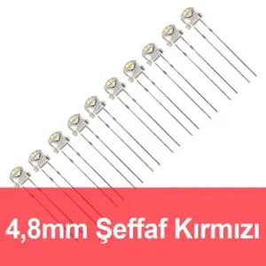 4.8mm Şeffaf Kırmızı Mantar LED