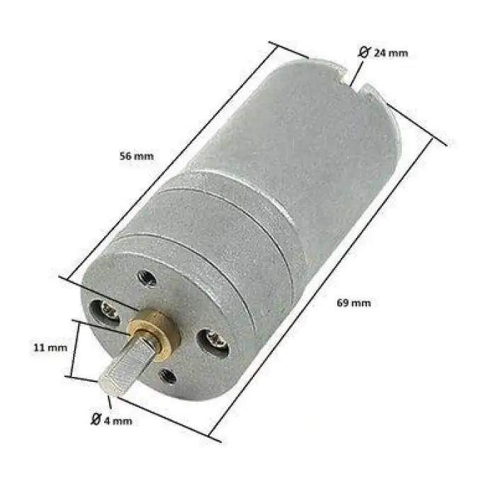 12V 25mm 12 RPM Redüktörlü DC Motor