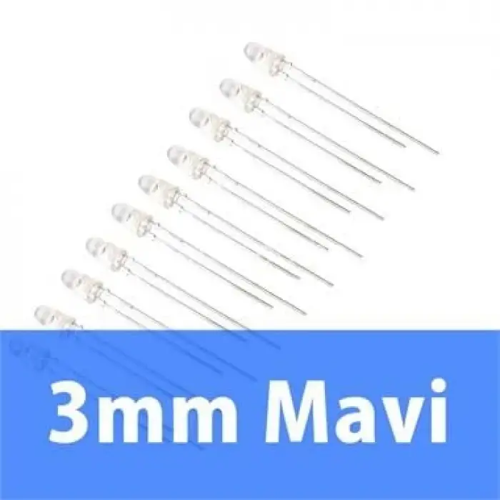 3mm Şeffaf Mavi Diyot LED