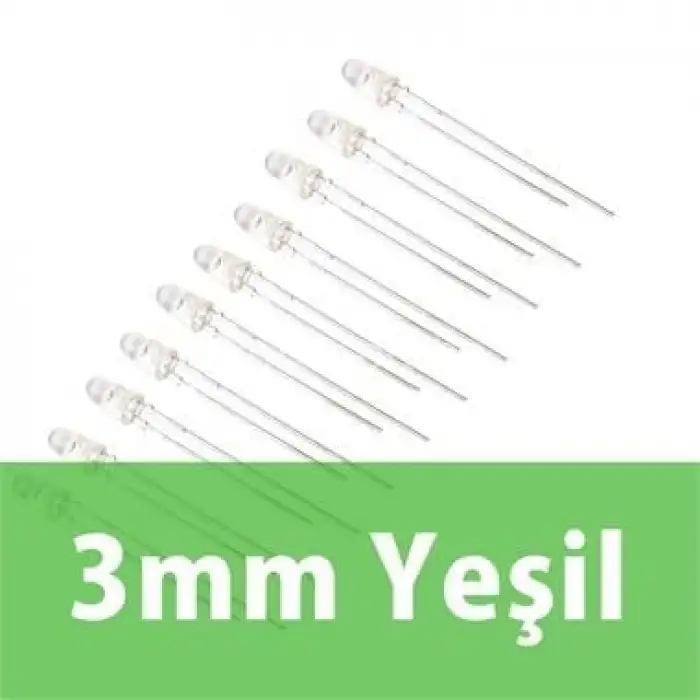3mm Şeffaf Yeşil Diyot LED