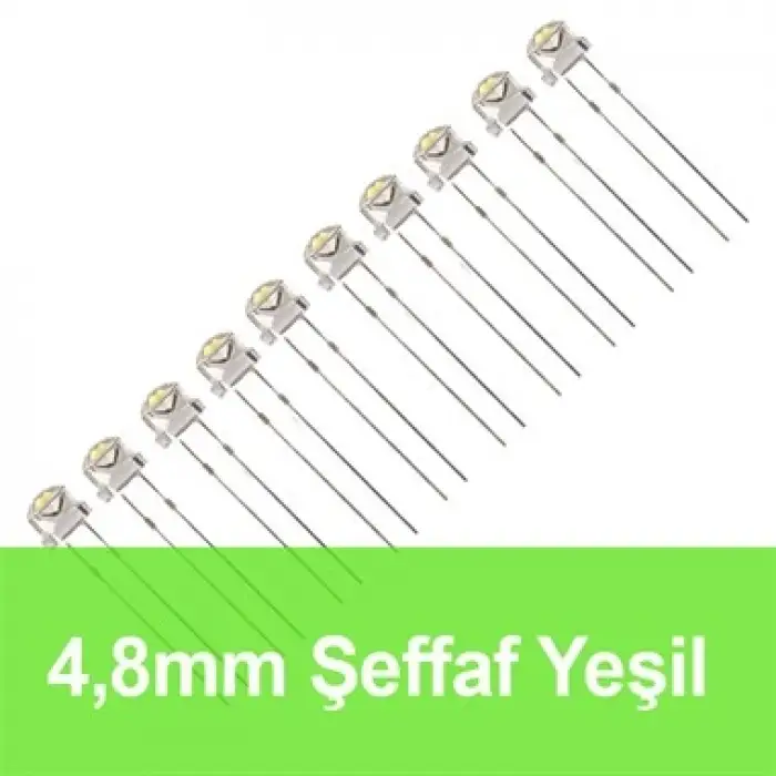 4.8mm Şeffaf Yeşil Mantar LED