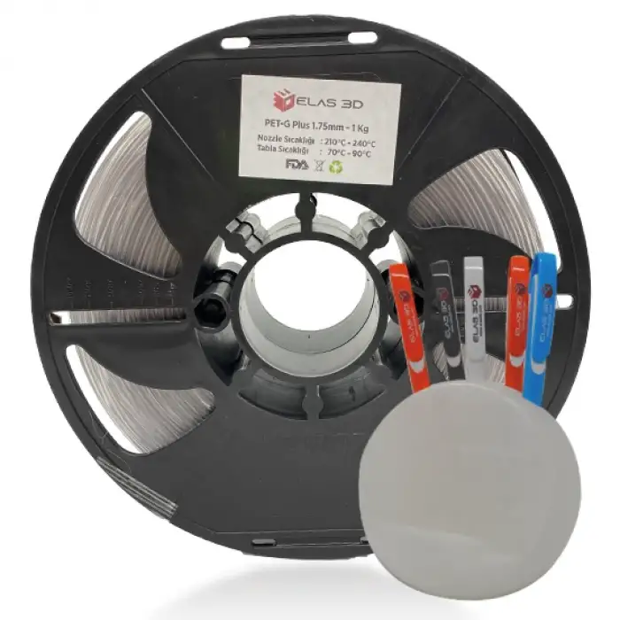 Elas 1.75mm Şeffaf PET-G PLUS Filament 1Kg