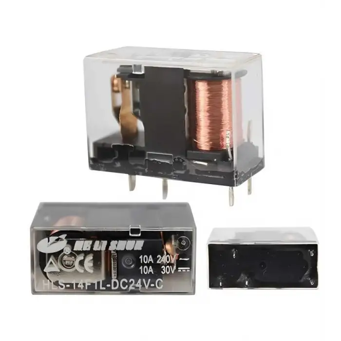 Helishun HLS-14F1L-DC24V-C 10A 24V 5 Pin Şeffaf Tek Kontak Röle
