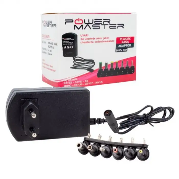 Powermaster 3 V - 12 V 3 Amper Çok Uçlu Ayarlı Kademli Adaptör