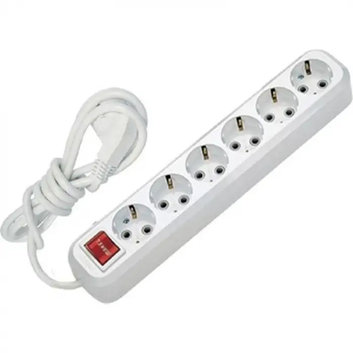 Topraklı Anahtarlı 6 lı Grup Priz 5 Metre