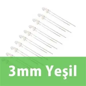 3mm Şeffaf Yeşil Diyot LED