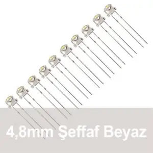 4.8mm Şeffaf Beyaz Mantar LED