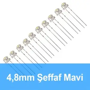 4.8mm Şeffaf Mavi Mantar LED