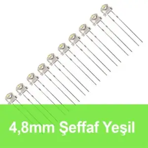 4.8mm Şeffaf Yeşil Mantar LED
