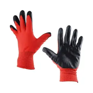 Nitril Naylon Eldiven - Kırmızı Siyah