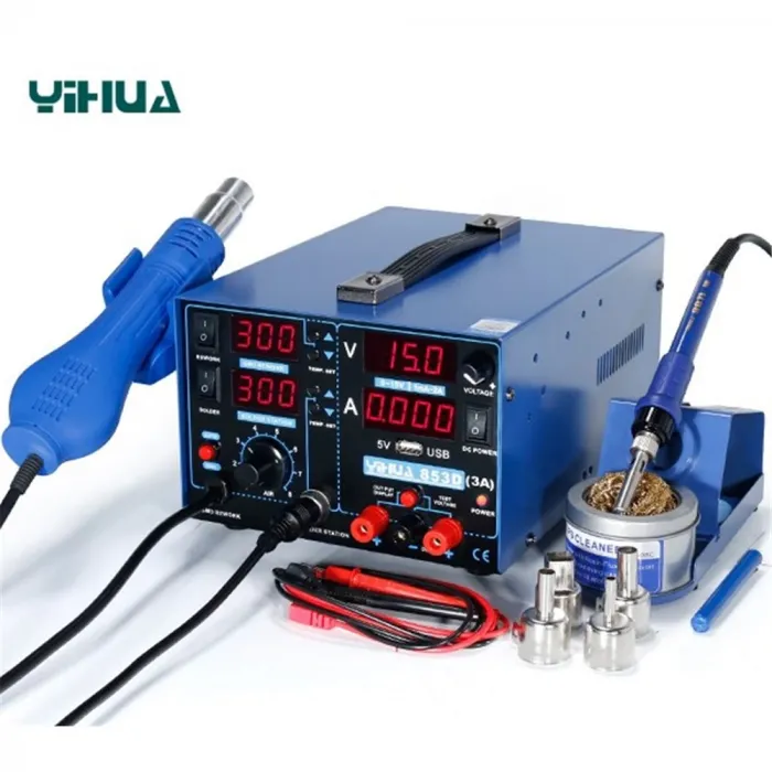 Yihua 853D 3A Güç Kaynağı Sıcak Hava Üflemeli Havya İstasyonu