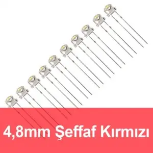 4.8mm Şeffaf Kırmızı Mantar LED