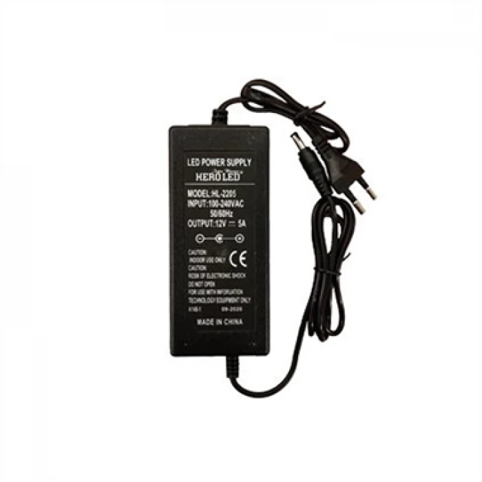 12V 5A Plastik Kasa Masaüstü Adaptör İki Ucu Kablolu