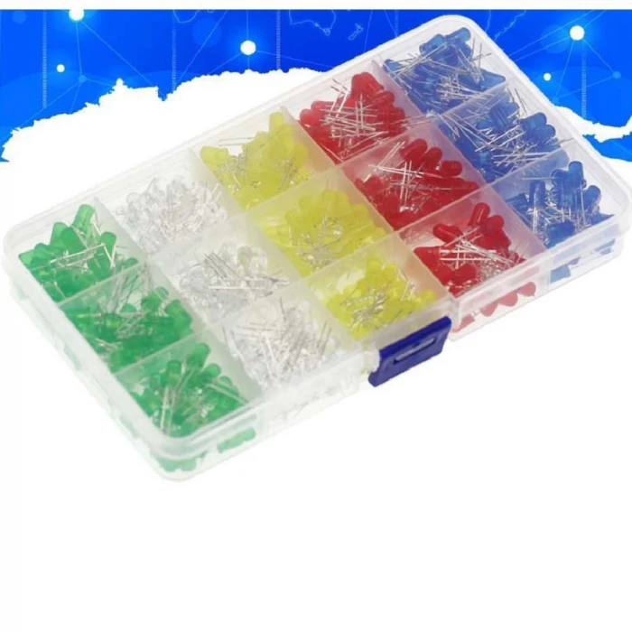 500 Parça 5 Renk Led Seti - 5mm Diyot LED Kutulu