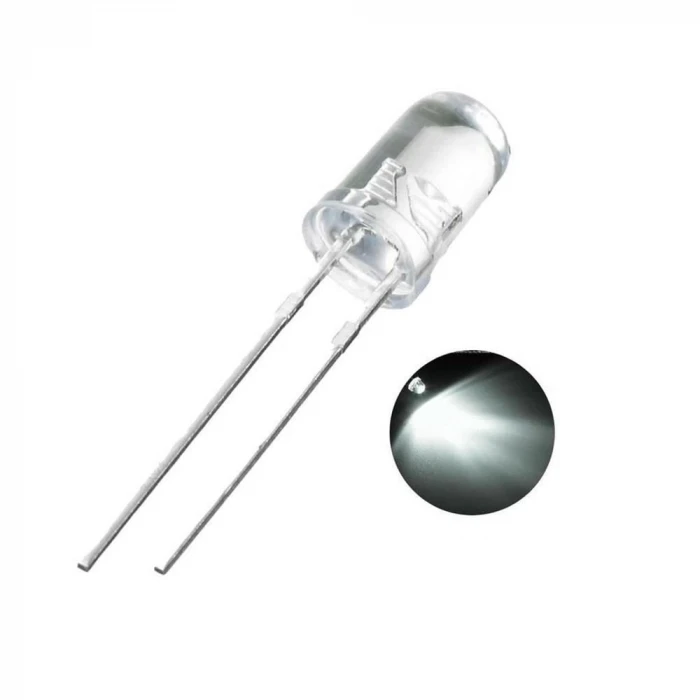 Beyaz Flaşör 2 Bacaklı LED 5mm