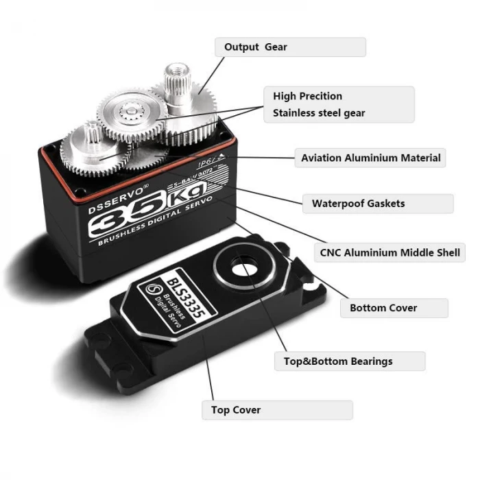 DSSERVO BLS3235 35kg Fırçasız Dijital Servo Motor - 180 Derece