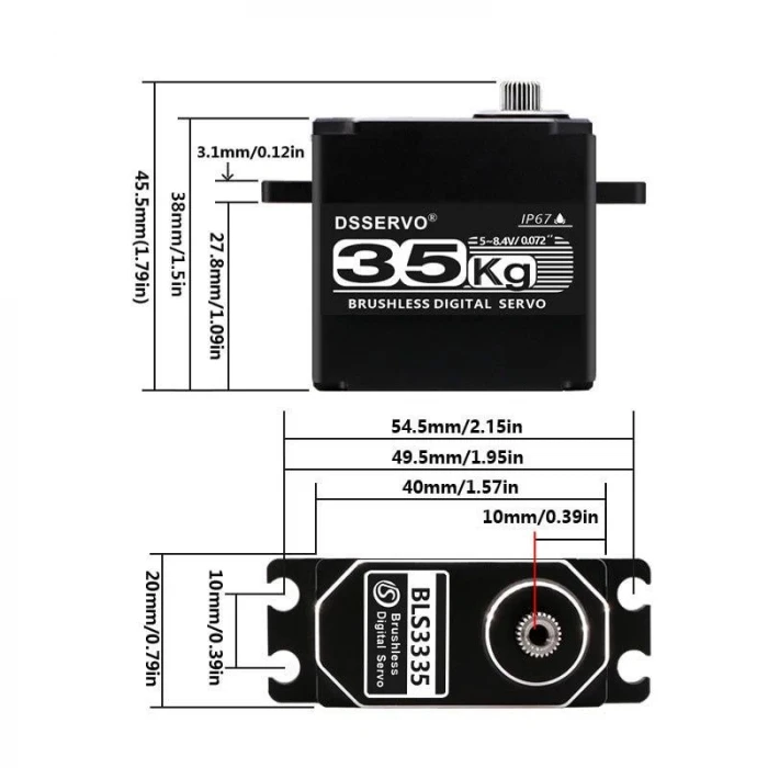 DSSERVO BLS3235 35kg Fırçasız Dijital Servo Motor - 180 Derece