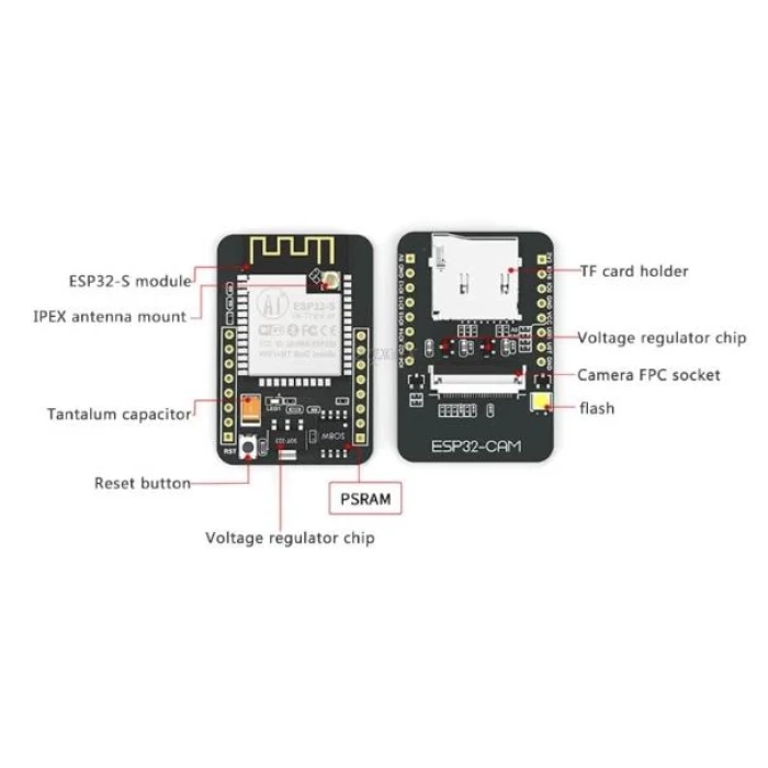 ESP32 CAM WiFi - Bluetooth Kamera Modülü Geliştirme Kartı