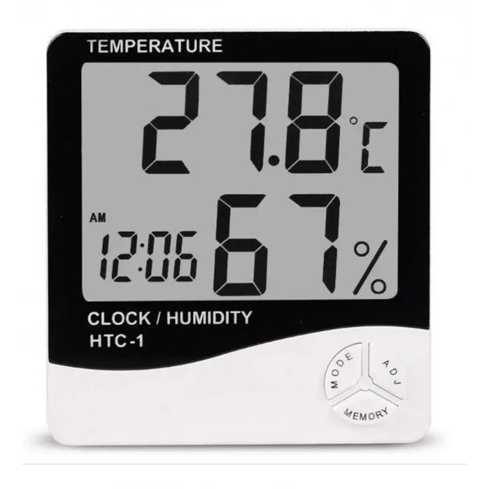 HTC-1 Dijital Termometre Saat Nem ve Sıcaklık Ölçe