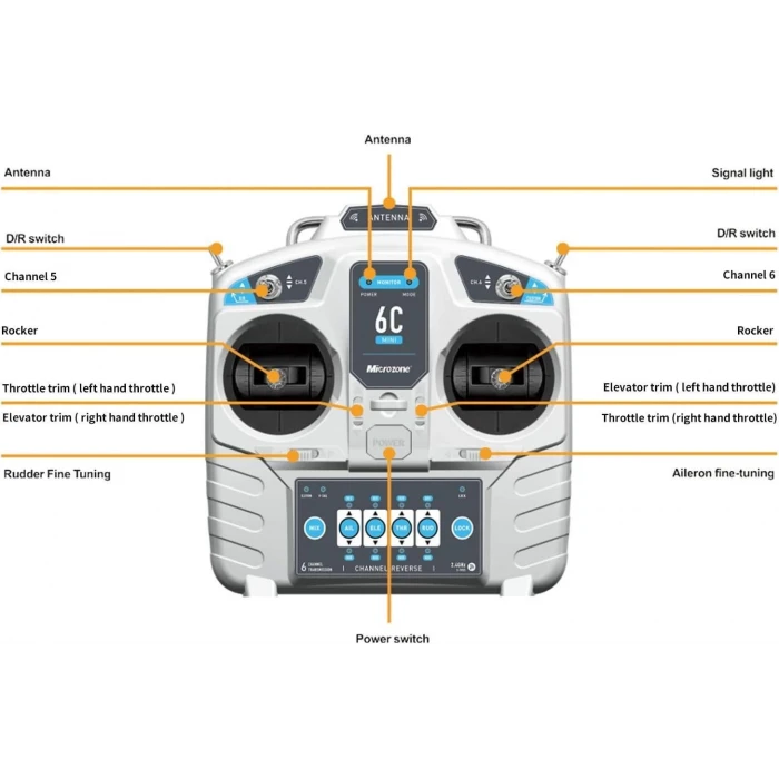 Microzone MC6C 2.4GHZ 6 Kanal Alıcı-Verici Drone Kumandası
