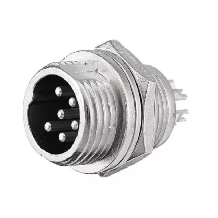 Mike Konnektör 12mm 6 Pin - Erkek