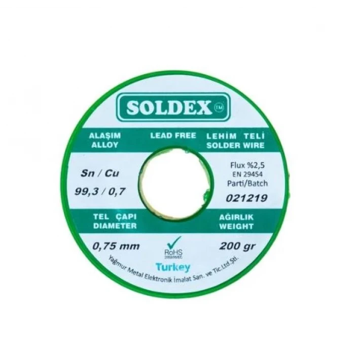 Soldex Kurşunsuz Lehim Teli 0,75mm 200gr