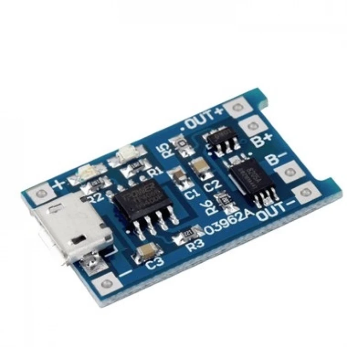 TP4056 Li-Ion Li-Po Pil Korumalı Micro Usb Şarj Modülü 3.7v