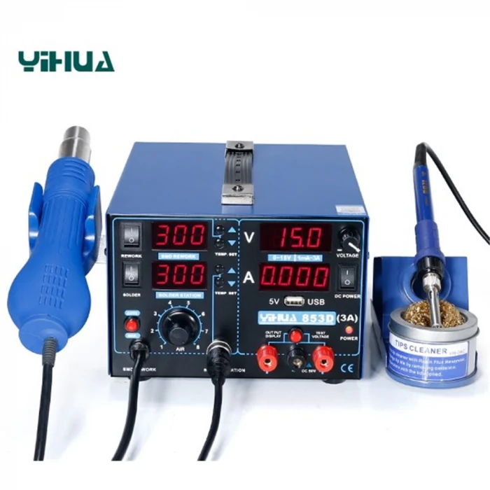 Yihua 853D 3A Güç Kaynağı Sıcak Hava Üflemeli Havya İstasyonu