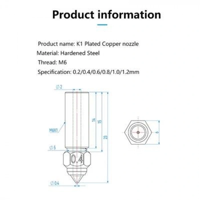 1.0mm Sertleştirilmiş Çelik Creality K1 - K1 Max - CR-M4 Nozzle