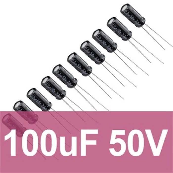 100uF 50V Elektrolitik Kondansatör (10 Adet)