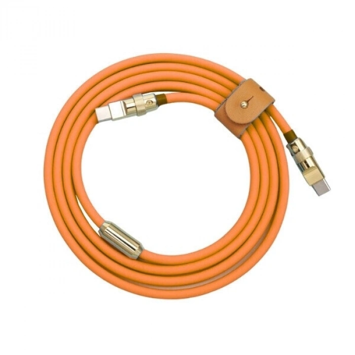100W Turuncu Type-C Silikon Hızlı Şarj Kablosu - 2 Metre