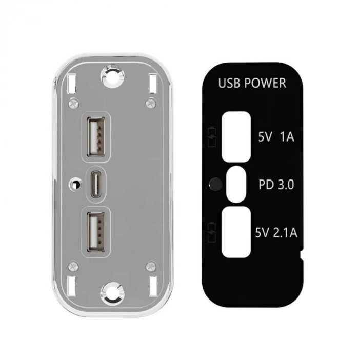 12-24V PD3.0 Type-C + 5V 1A USB + 5V 2.1A USB Şarj Soketi