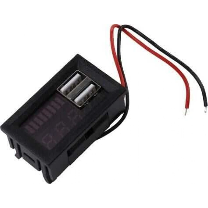 12V Akü Kapasite Göstergesi - 5V 2A USB Çıkışlı