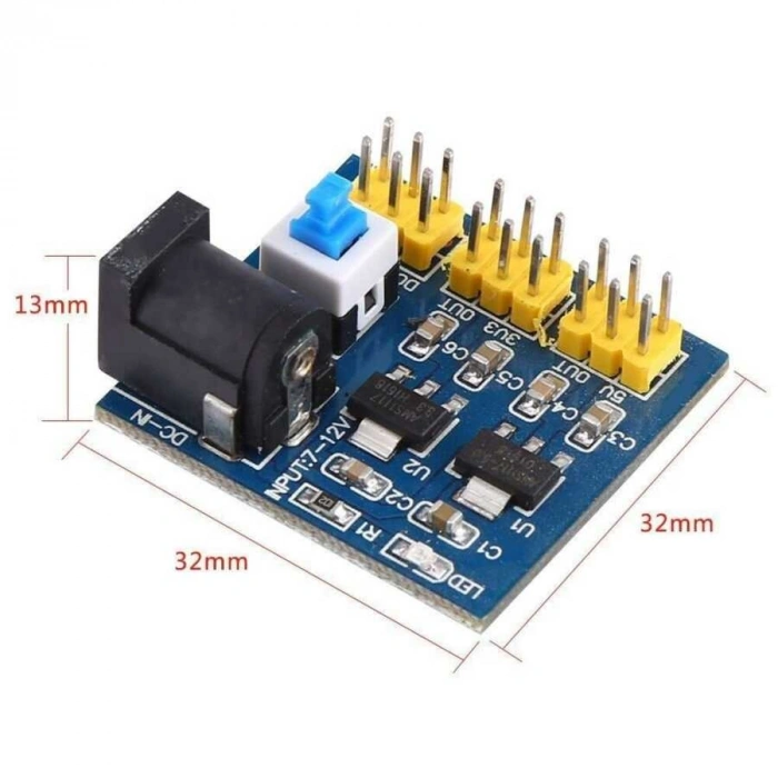 12V Giriş 3.3V, 5V Çoklu Çıkışlı Regülatör Kartı