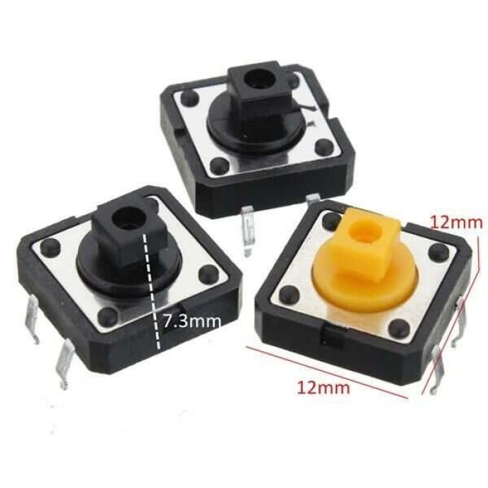 12x12x7.3mm 4 Pinli Sarı Push Buton - Tact Switch