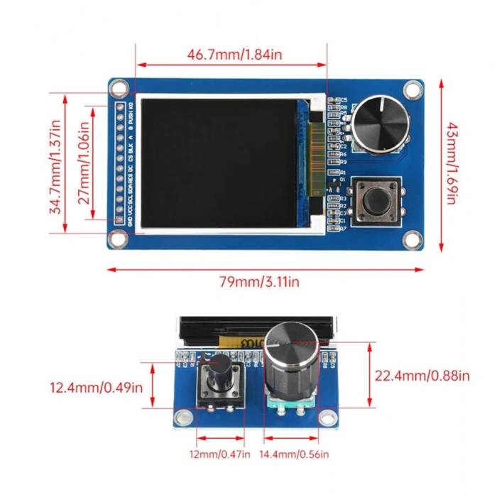 1.8 ST7735 LCD TFT Ekran + EC11 Rotary Encoder Modülü