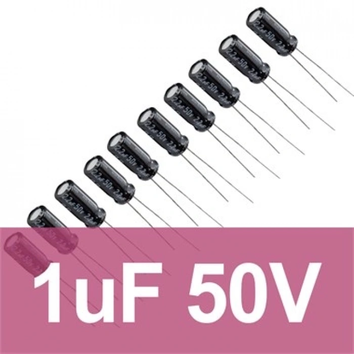 1uF 50V Elektrolitik Kondansatör (10 Adet)
