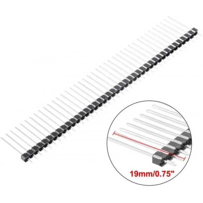 1x40 19mm Erkek Header 40 Pin 2.54mm 180 Derece