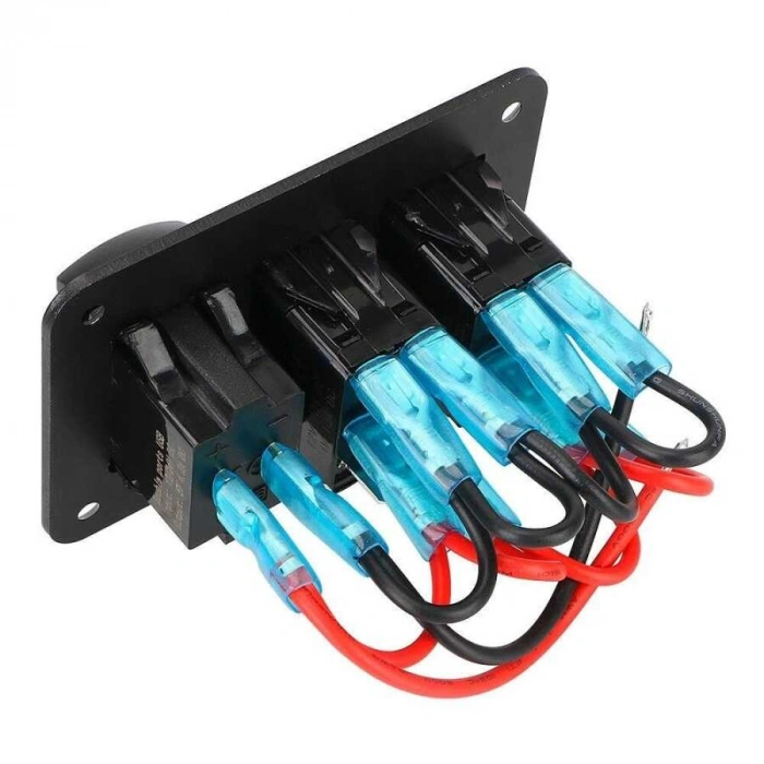 2li ON-OFF Işıklı Anahtar Switch Panel 2x5V USB ve Voltaj Göstergeli