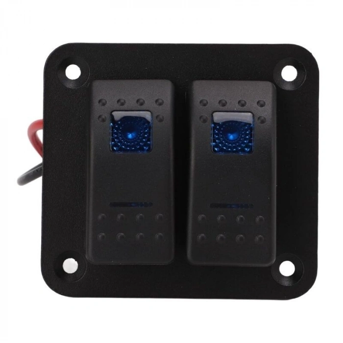 2li ON-OFF Mavi Işıklı Anahtar Switch Panel 12V-24V