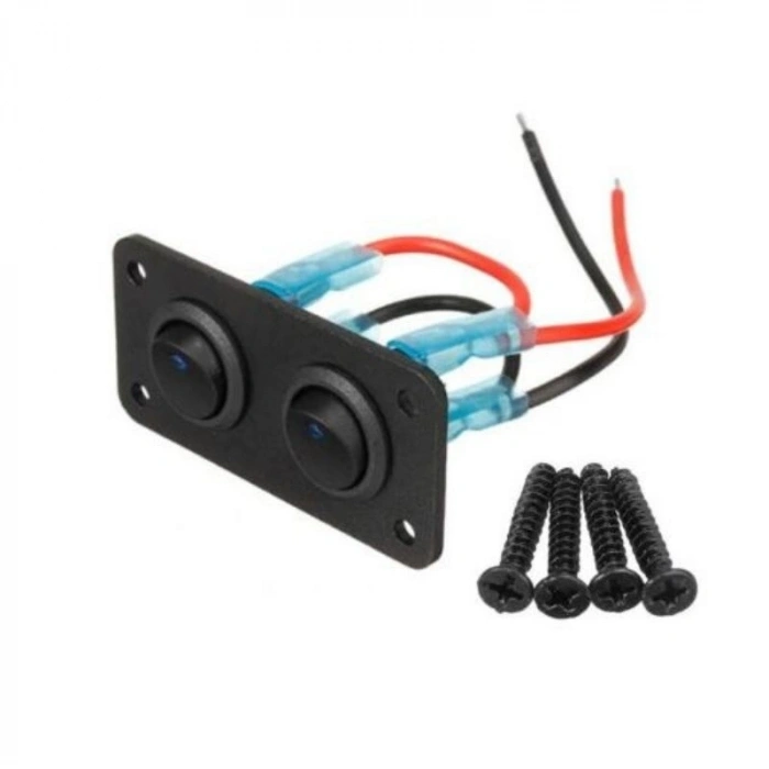 2li ON-OFF Mavi Nokta Işıklı Anahtar Switch Panel 12V-24V