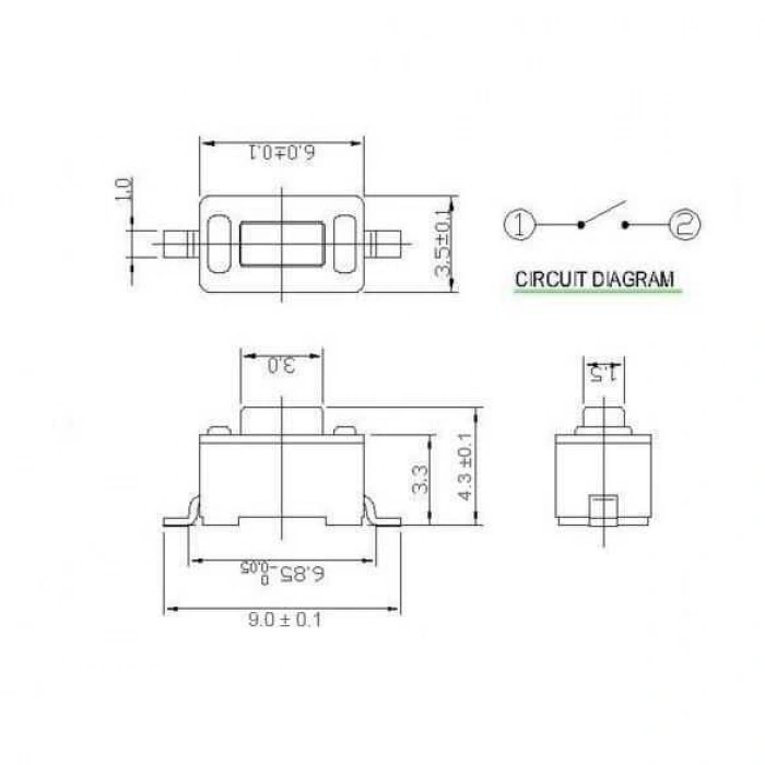 2 Pinli 3x6x4.3mm SMD Buton