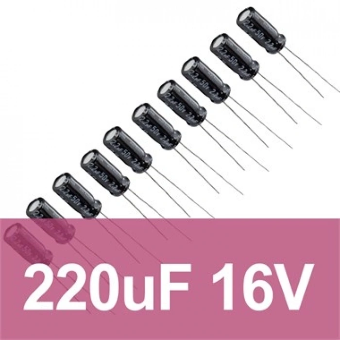 220uF 16V Elektrolitik Kondansatör (10 Adet)