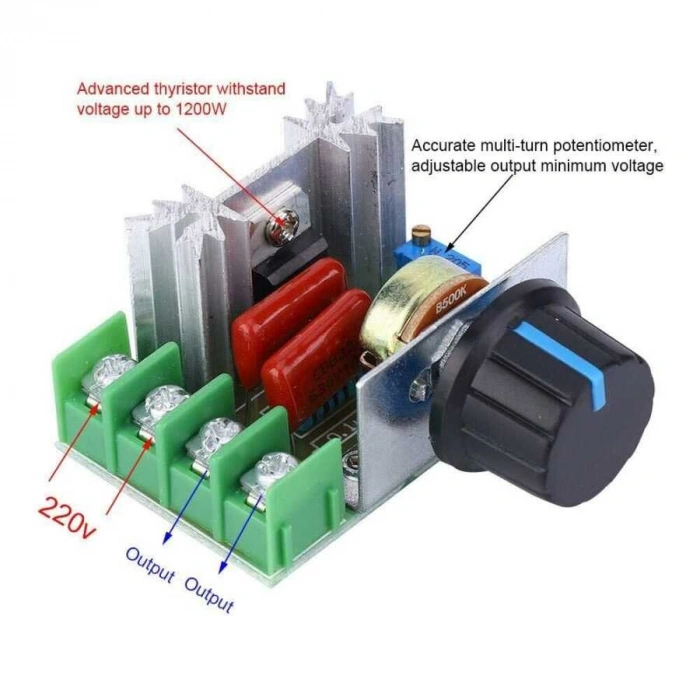 220v AC Motor Sürücü / 2000w Voltaj Regülatörü Hız & Işık Düşürücü