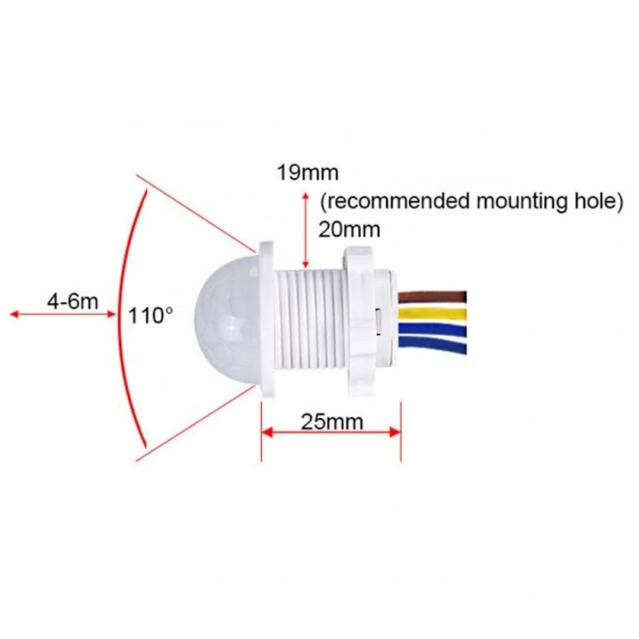 220V Mini Hareket PIR Sensörü - Otomatik Lamba Sensörü