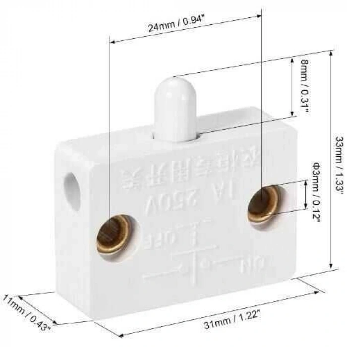 250V 1A Dolap Kapak Switch NC - Beyaz