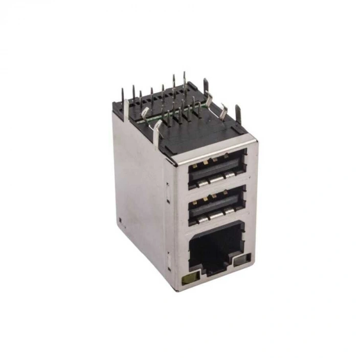 2xUSB-A 2.0 Dişi - 1xRJ45 Dişi Ethernet Port PCB Tipi