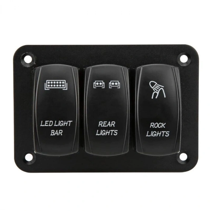 3lü ON-OFF Işıklı Anahtar Switch Panel 12V-24V- Mavi