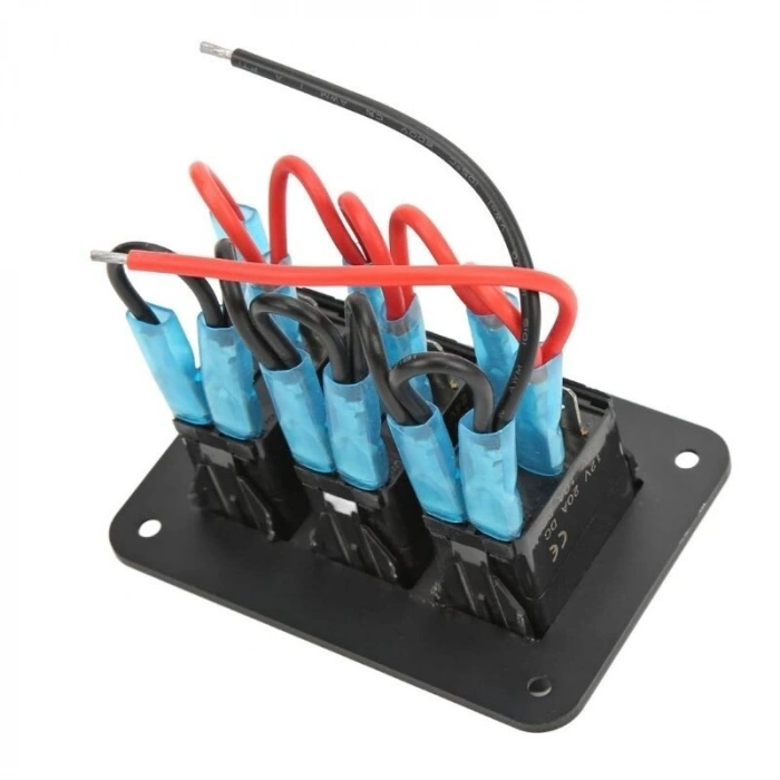 3lü ON-OFF Işıklı Anahtar Switch Panel 12V-24V- Mavi
