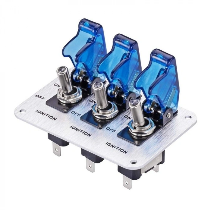 3lü ON-OFF Toggle Switch Panel - Mavi
